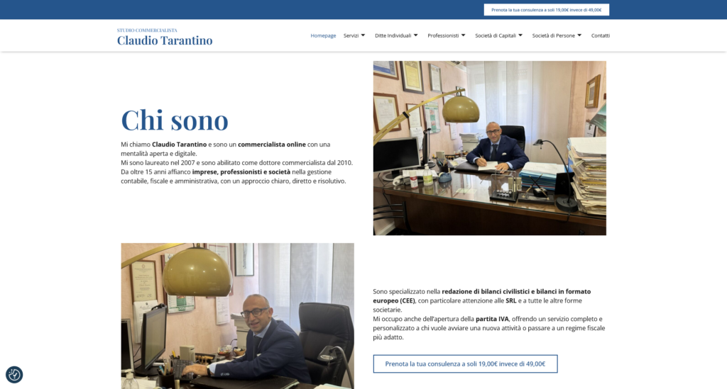 Online il sito web per commercialista online Claudio Tarantino
