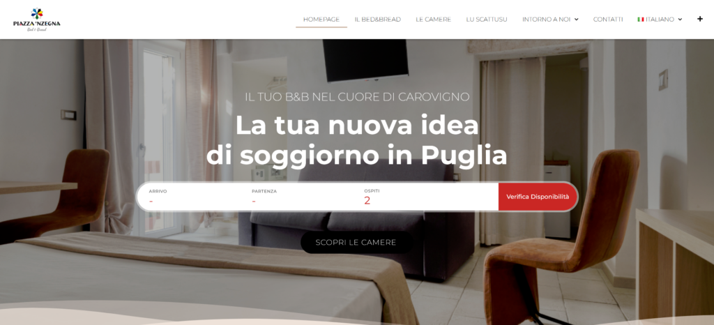 Realizzazione sito web B&B: online il progetto per Piazza ’Nzegna
