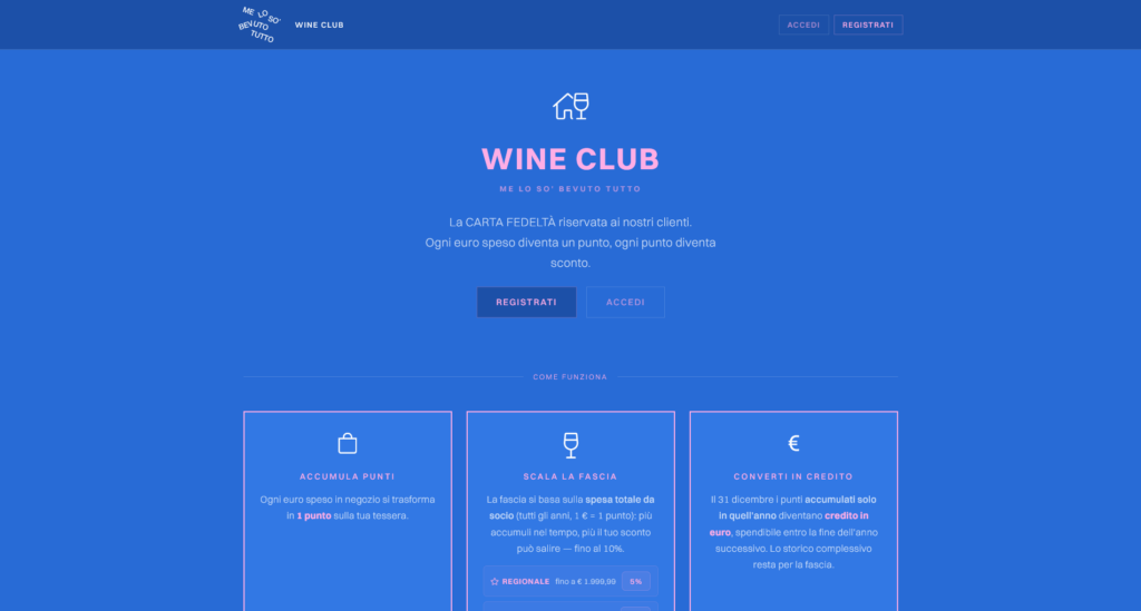 Lightage realizza la nuova carta fedeltà digitale per il Wine Club “Me lo so’ bevuto tutto”