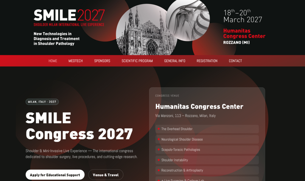 Online il nuovo sito di SMILE 2027: il congresso internazionale dedicato alla patologia della spalla